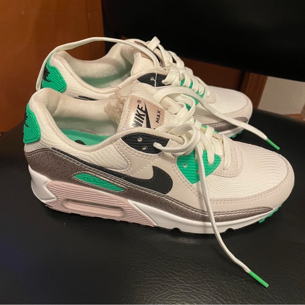 Women’s Nike Air Max Sneakers in White and Green